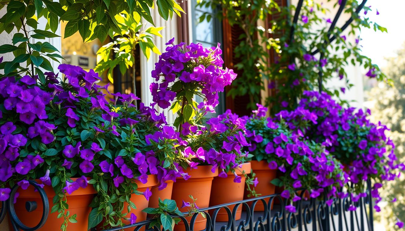 Fioletowe kwiaty balkonowe